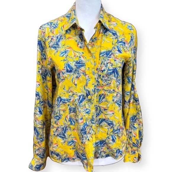 Club Monaco Tops - Club Monaco - Silk Patterned Yellow Blouse XS